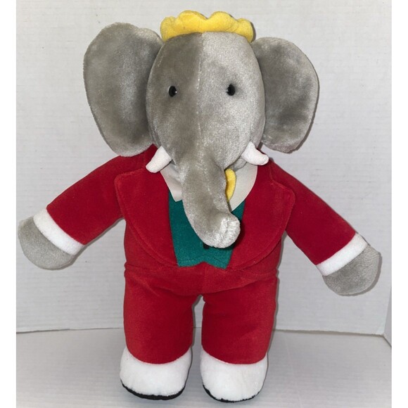 Vintage King Babar Elephant Plush Red Coat 1988 Gund 13" Stuffed Animal Brunhoff - Picture 1 of 10